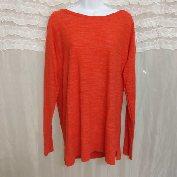 NWT LOFT Coral Tangerine Lightweight Large Sweater New - Picture 1 of 8